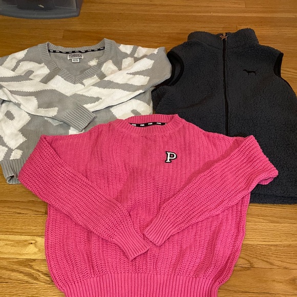 PINK Victoria's Secret Sweaters - PINK lot of two sweaters and one vest